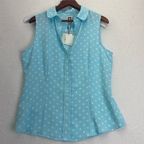 Anne Klein Tops - Anne Klein Polka Dot Sleeveless Blouse size M